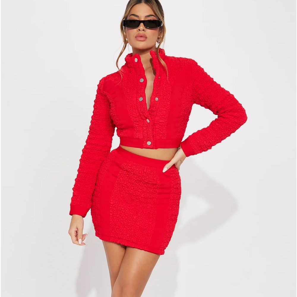Fashion Nova 2 PC Red Skirt Set